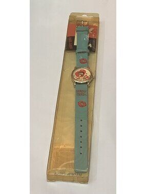 BETTY BOOP & PUDGY PUP Hearts Vintage WRIST WATCH Blue Adjustable Band NEW!